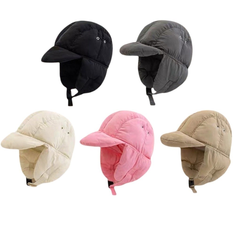 Trapper Hat Ear Flap - หมวกบอมเบอร์บุผ้าสีพื้น มีที่ปิดหู บุหนา อุ่นสบาย สไตล์เกาหลี ย้อนยุค