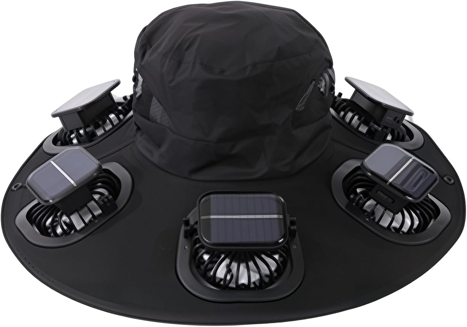 Sun Hat Wide Brim - หมวกพัดลมพลังงานแสงอาทิตย์ 6 ใบพัด ระบายอากาศ ป้องกันรังสียูวี ปีกกว้าง