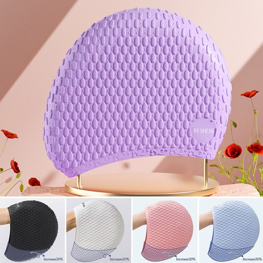Swim Hat Silicone - หมวกว่ายน้ําฤดูร้อนแบบยืดหยุ่นกันน้ําสบายหมวกว่ายน้ําซิลิโคนป้องกันหูมืออาชีพการ์ตูนน่ารัก