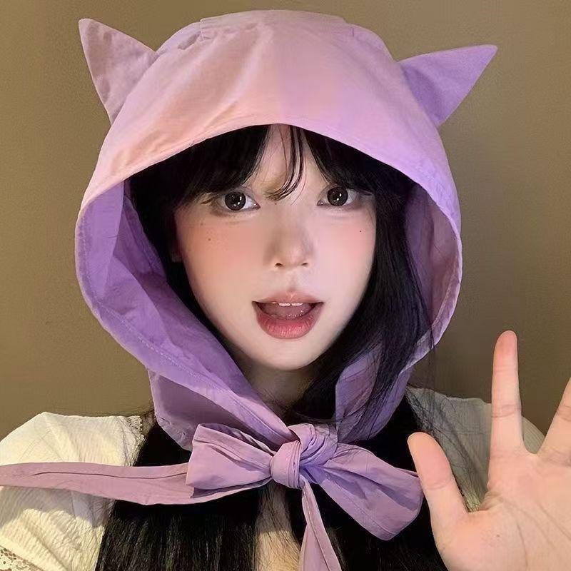 Visor Sun Hat - ที่คาดผมกันแดดลายหูแมวน่ารัก สายรัดหูแบบบาง แห้งเร็ว สำหรับผู้หญิง ช่วยให้ใบหน้าดูเรียว
