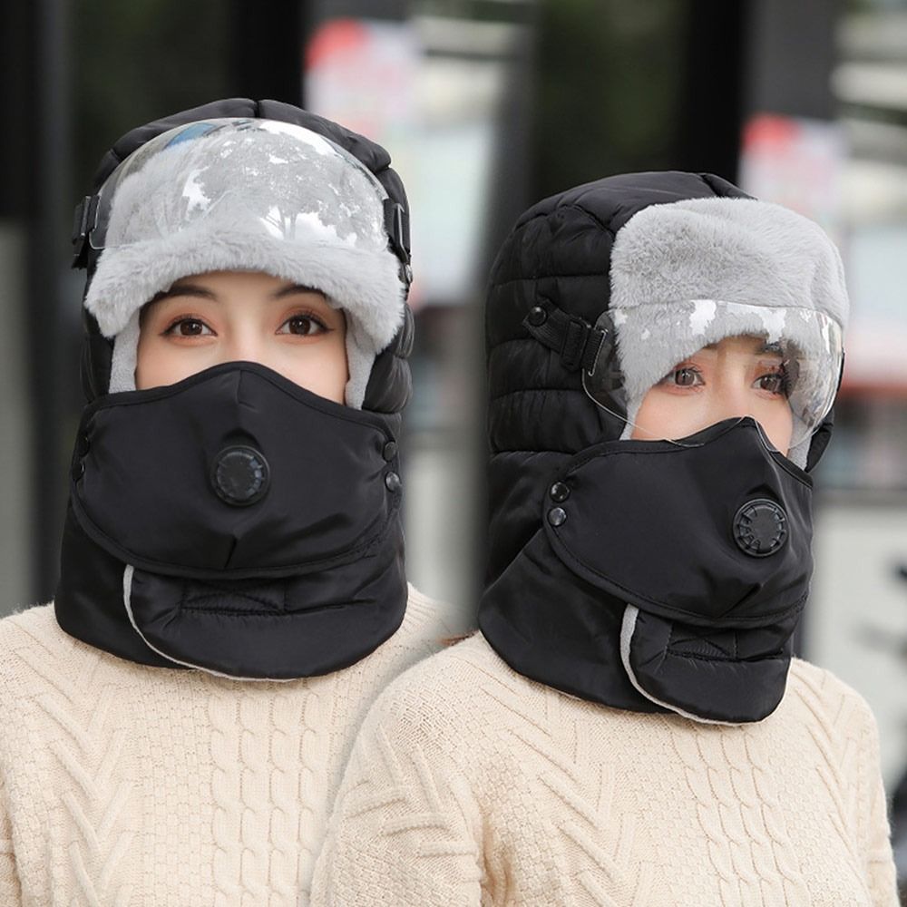 Winter Trapper Hat - ป้องกันความเย็นด้วยแว่นตาป้องกันหมอก หมวกกันความร้อนแบบหรูหรา หมวกปั่นจักรยานแบบหนาป้องกันความเย็น ผ้าคลุมศีรษะ ฤดูหนาวที่อบอุ่น