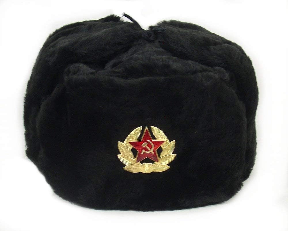 Winter Trapper Hat - หมวกรัสเซีย หมวกทหารโซเวียต ตราสัญลักษณ์ทหาร สำหรับผู้ชายและผู้หญิง หมวกอูชันกา หมวกขนสัตว์เทียม