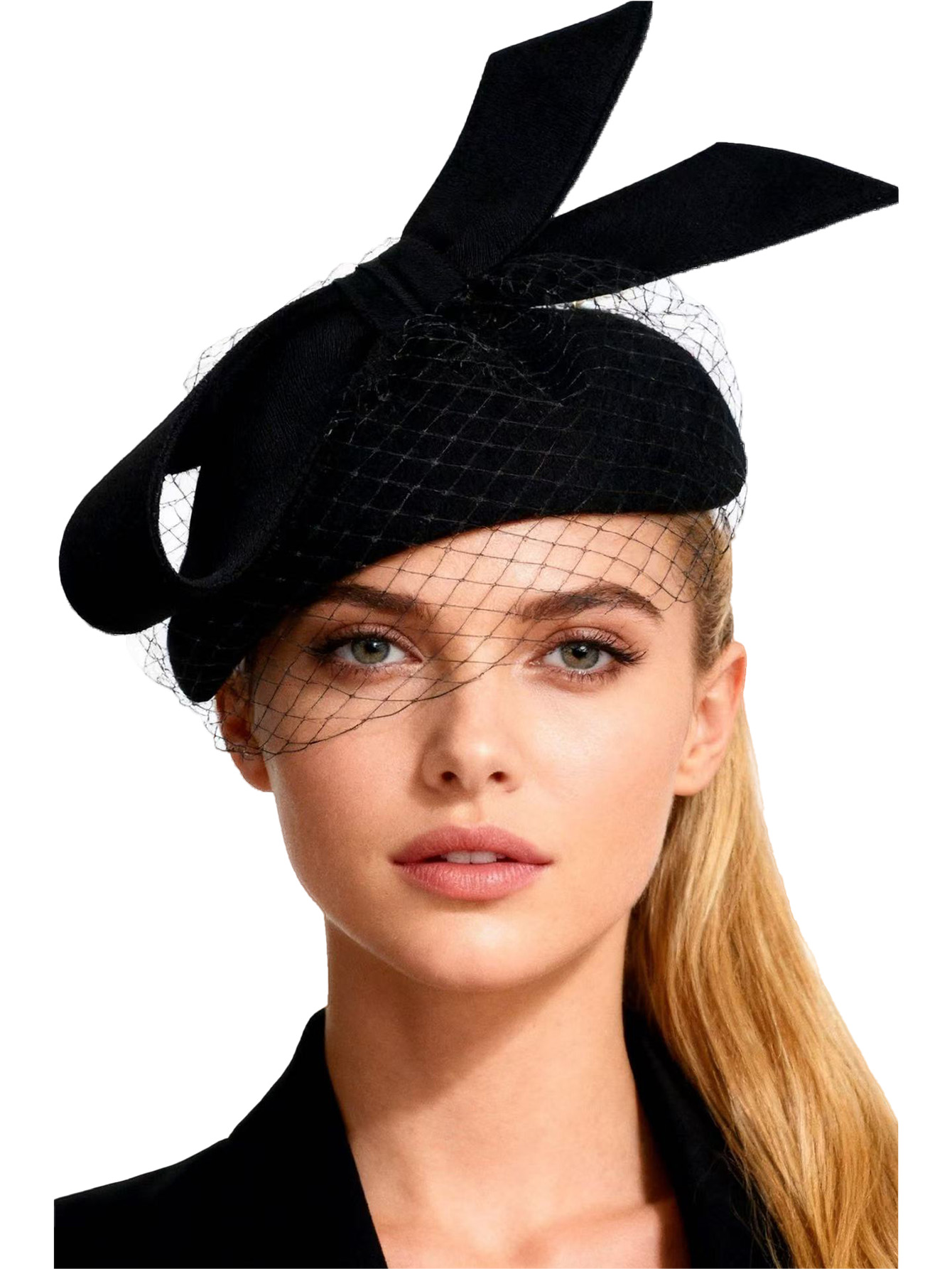 Beret French Wool - หมวกเบเร่ต์สีขาวสไตล์ฝรั่งเศส หมวกทรงสูงสำหรับฤดูหนาว ดีไซน์หรูหราสำหรับผู้หญิง ประดับโบว์ ทำจากผ้าขนสัตว์ สำหรับงานเลี้ยงน้ำชาในโบสถ์