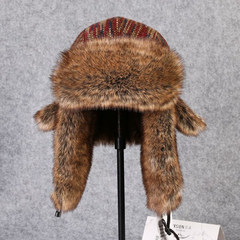 Winter Trapper Hat - B-8433 Man BomberหมวกRexกระต่ายFur TrapperหมวกฤดูหนาวหมวกหิมะรัสเซียUshankaหมวกEarflapหมวกสกี