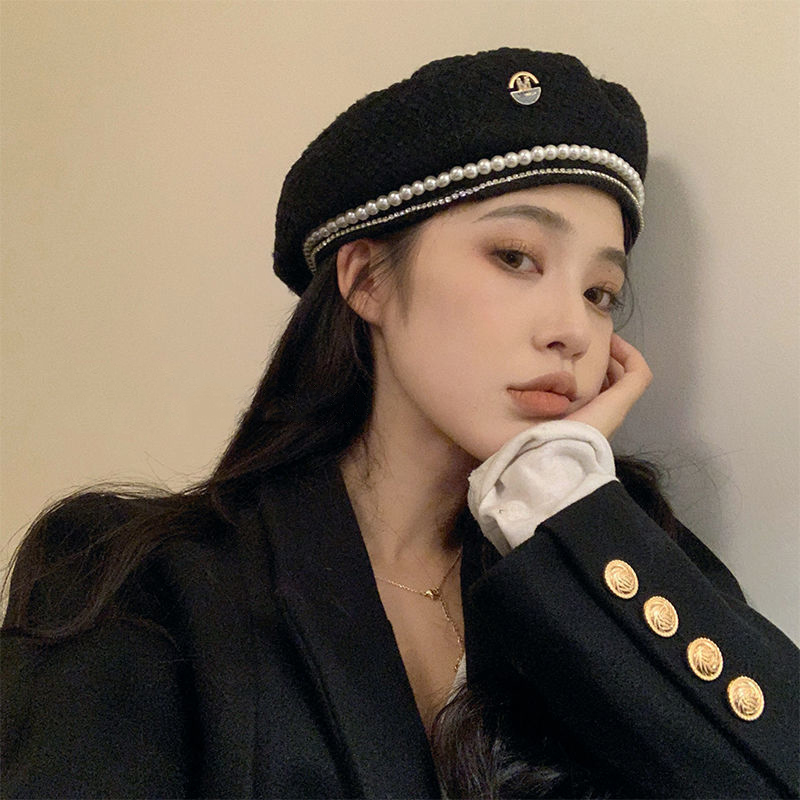 W102ฤดูหนาว Beret,โซ่,ไข่มุก,H - Beret French Wool บทวิจารณ์และราคา