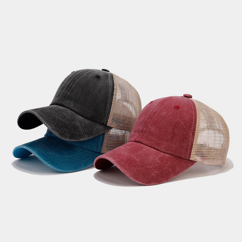 หมวกแก๊ปยีนส์วินเทจแบบตาข่ายด้ - Trucker Cap Mesh บทวิจารณ์และราคา